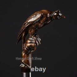 Hand Carved Wooden Walking Stick Falconry Handle Walking Cane Christmas Gift Xc1