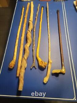 Hand Carved Wooden Walking Sticks Walking Cane Unique Designs 7 Cane Lot