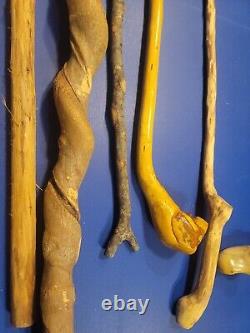 Hand Carved Wooden Walking Sticks Walking Cane Unique Designs 7 Cane Lot