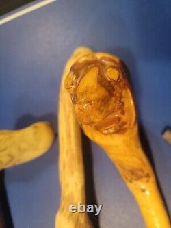 Hand Carved Wooden Walking Sticks Walking Cane Unique Designs 7 Cane Lot