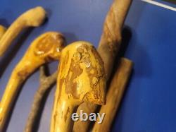 Hand Carved Wooden Walking Sticks Walking Cane Unique Designs 7 Cane Lot