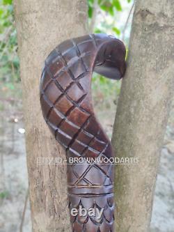Hand Carved snake Wooden Walking Stick Cobra Walking Cane Best Unique unisex
