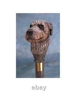 Hand carved Irish Wolfhound handle wooden walking stick animal dog Walking cane