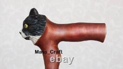 Hand carved cat wooden walking stick cat animal handmade walking cane best gift
