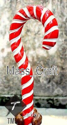 Hand carved christmas wooden walking stick painted walking cane best gift Q