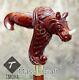 Hand Carved Rhinoceros Handle Wooden Walking Stick Animal Walking Cane Best Gift