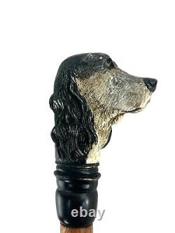 Hand carved setter dog handle wooden walking stick dog animal walking cane