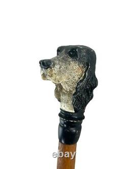 Hand carved setter dog handle wooden walking stick dog animal walking cane