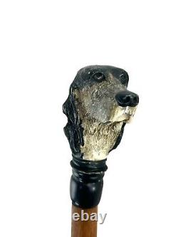 Hand carved setter dog handle wooden walking stick dog animal walking cane