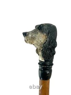 Hand carved setter dog handle wooden walking stick dog animal walking cane