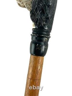 Hand carved setter dog handle wooden walking stick dog animal walking cane