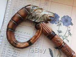 Hand carved walking cane goat Carved walking stick Wooden walking stick NW36