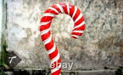 Hand craved Christmas candy wooden walking cane candy walking stick best gift 11