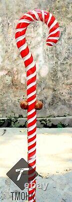 Hand craved Christmas candy wooden walking cane candy walking stick best gift 11