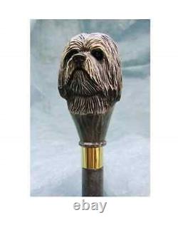 Hand craved Havanese handle wooden walking cane Havanese walking stick best GF