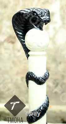 Hand craved cobra handle wooden walking cane cobra walking stick best GF