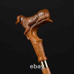 Hand craved dog handle wooden walking cane dog animal walking stick best giftA