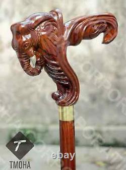 Hand craved elephant handle wooden walking cane elephant walking stick best GF