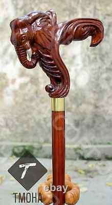 Hand craved elephant handle wooden walking cane elephant walking stick best GF