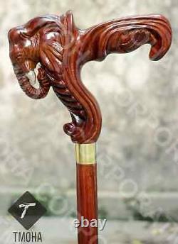 Hand craved elephant handle wooden walking cane elephant walking stick best GF