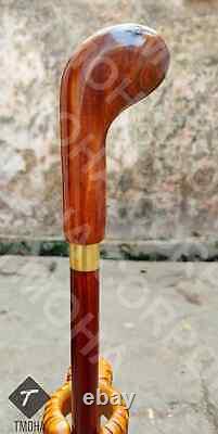 Hand craved hockey handle wooden walking cane hockey walking stick unique gift