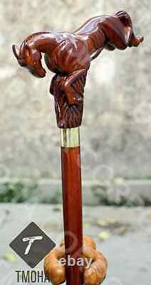 Hand craved horse handle wooden walking cane horse animal walking stick best gf