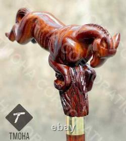 Hand craved horse handle wooden walking cane horse animal walking stick best gf