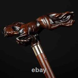 Hand craved horse handle wooden walking cane walking stick horse Christmas giftA