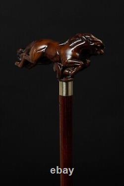 Hand craved horse handle wooden walking cane walking stick horse Christmas giftA