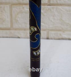 Handcrafted 36 Lapis & Mother of Pearl Inlay Wooden Stick, 92 cm Walking Cane