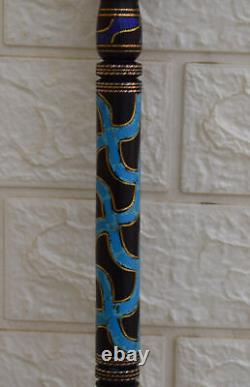Handcrafted 36 Turquoise Inlaid Wooden Stick, 92 cm Walking Cane