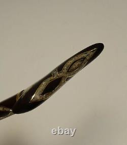 Handcrafted Egyptian Walking Wooden Cane, Mother of Pearl Inlay ebony Stick