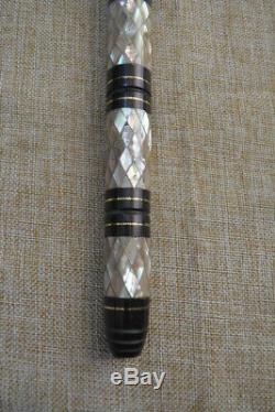 Handcrafted Mother of Pearl Inlaid Egyptian Ebony Wooden Walking Cane Stick
