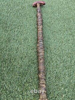 Handcrafted Wood Hiking Stick Natural Spiral Round Walking Staff Very RARE 33