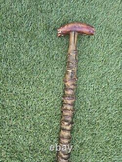 Handcrafted Wood Hiking Stick Natural Spiral Round Walking Staff Very RARE 33