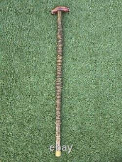 Handcrafted Wood Hiking Stick Natural Spiral Round Walking Staff Very RARE 33