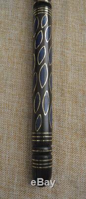 Handcrafted ebony Wood Walking Cane Stick, Natural Lapis Inlaid Wooden stick