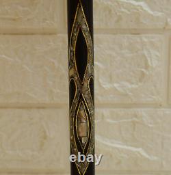 Handmade 35 Walking Wooden Cane, Mother of Pearl Inlay ebony Wood Stick Cane