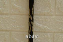 Handmade 38.5 Walking Wooden Cane, Mother of Pearl Inlay ebony Wood Stick Cane