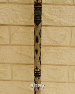 Handmade 38 Malachite & Mother of Pearl Inlaid Wooden Stick, Ebony Walking Cane