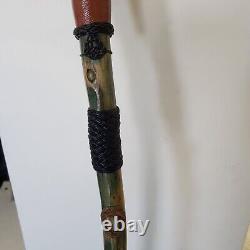 Handmade 58 Wooden Walking Stick with Custom Knotwork, Secret Compass & Container
