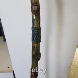 Handmade 58 Wooden Walking Stick with Custom Knotwork, Secret Compass & Container