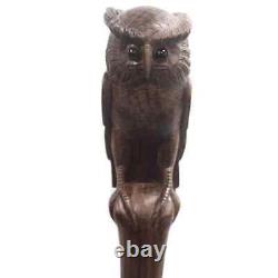 Handmade Carved Wooden Owl Handle Walking Stick Cane For Men Women Choice Gift