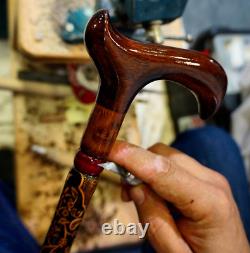 Handmade SPECIAL Turkish Wooden Walking Stick, High Quality Unique Carved Cane
