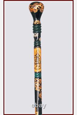 Handmade Special Wand Walking Stick, Turkish Handwork Wooden Carved Cane, Gift