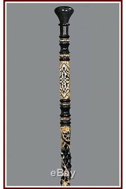 Handmade Walking Cane Stick Wood Wooden Handle Spiral Hand Carved Support OZL11