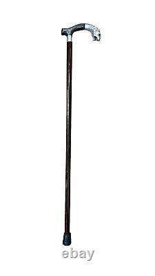 Handmade Wooden Beautiful Sliver Mattel Hand Carved Walking Stick