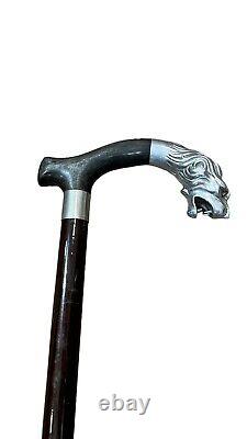 Handmade Wooden Beautiful Sliver Mattel Hand Carved Walking Stick