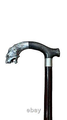 Handmade Wooden Beautiful Sliver Mattel Hand Carved Walking Stick