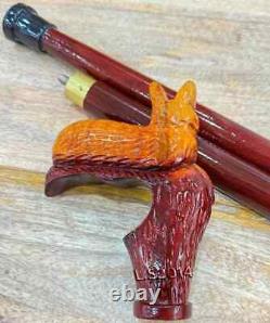 Handmade Wooden Cane-Beautiful Cat Handle Walking Stick, Fashionable Unisex Cane